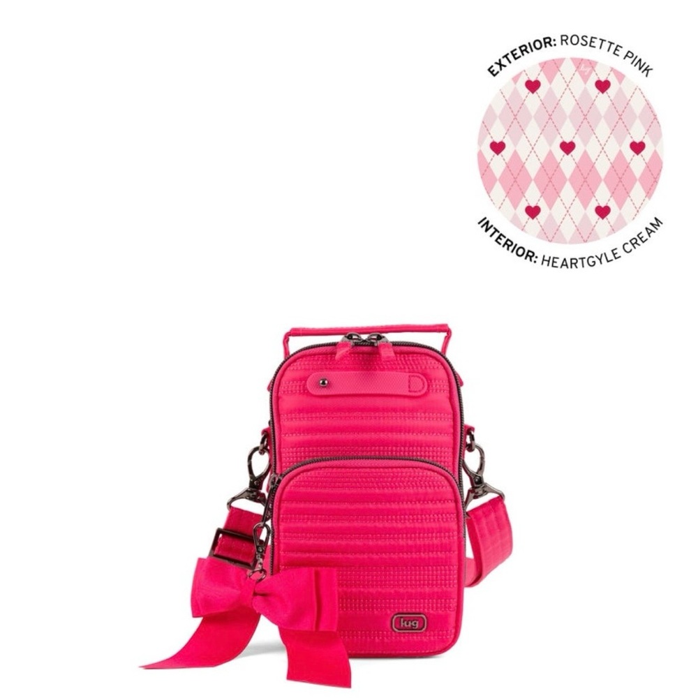 Lug Skeeter Mini Bridge Love Convertible Crossbody with Bow. NWT Rosette Pink
